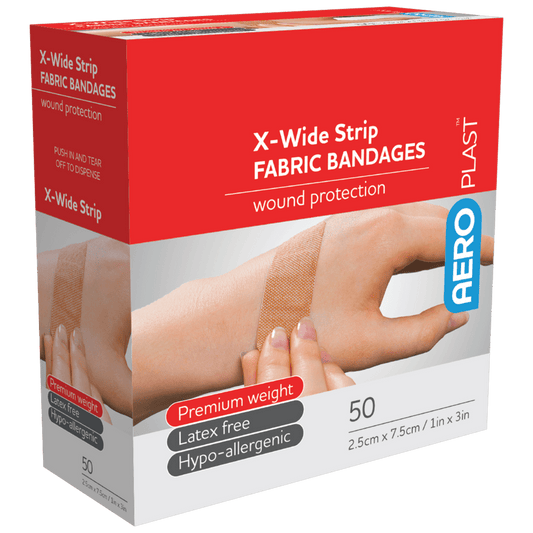 Aero Healthcare Fabric Plasters AEROPLAST Premium Fabric X-Wide Strip 7.5 x 2.5cm