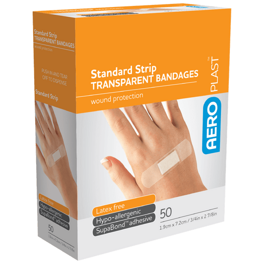 Aero Healthcare Adhesive Plasters AEROPLAST Transparent Standard Strip 7.2 x 1.9cm