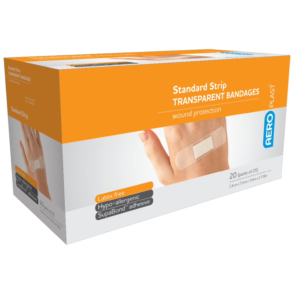 Aero Healthcare Adhesive Plasters AEROPLAST Transparent Standard Strip 7.2 x 1.9cm