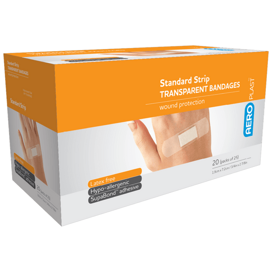 Aero Healthcare Adhesive Plasters AEROPLAST Transparent Standard Strip 7.2 x 1.9cm