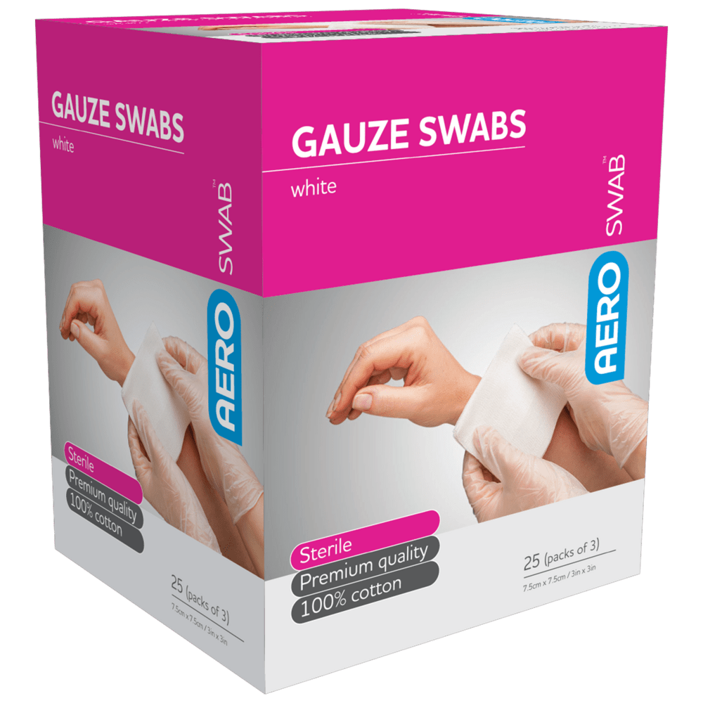 Aero Healthcare Gauzes Swabs AEROSWAB Sterile White Gauze Swab 7.5 x 7.5cm