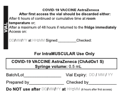 Aero Healthcare Sundry Items Astra Zeneca Vaccine Labels
