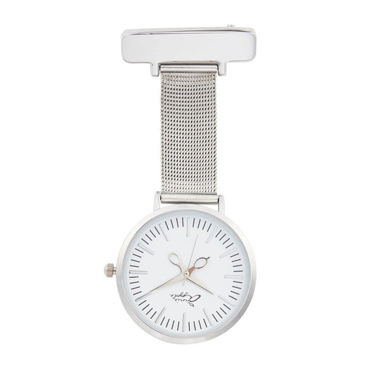 Annie Apple Fob Watches Aurora White/Silver Mesh Nurse Fob Watch