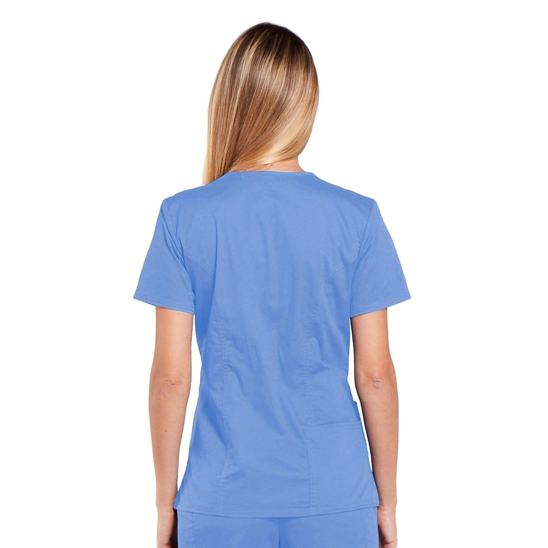 Cherokee Scrubs Top Cherokee Core Stretch 4710 Scrubs Top Womens V-Neck Ceil Blue