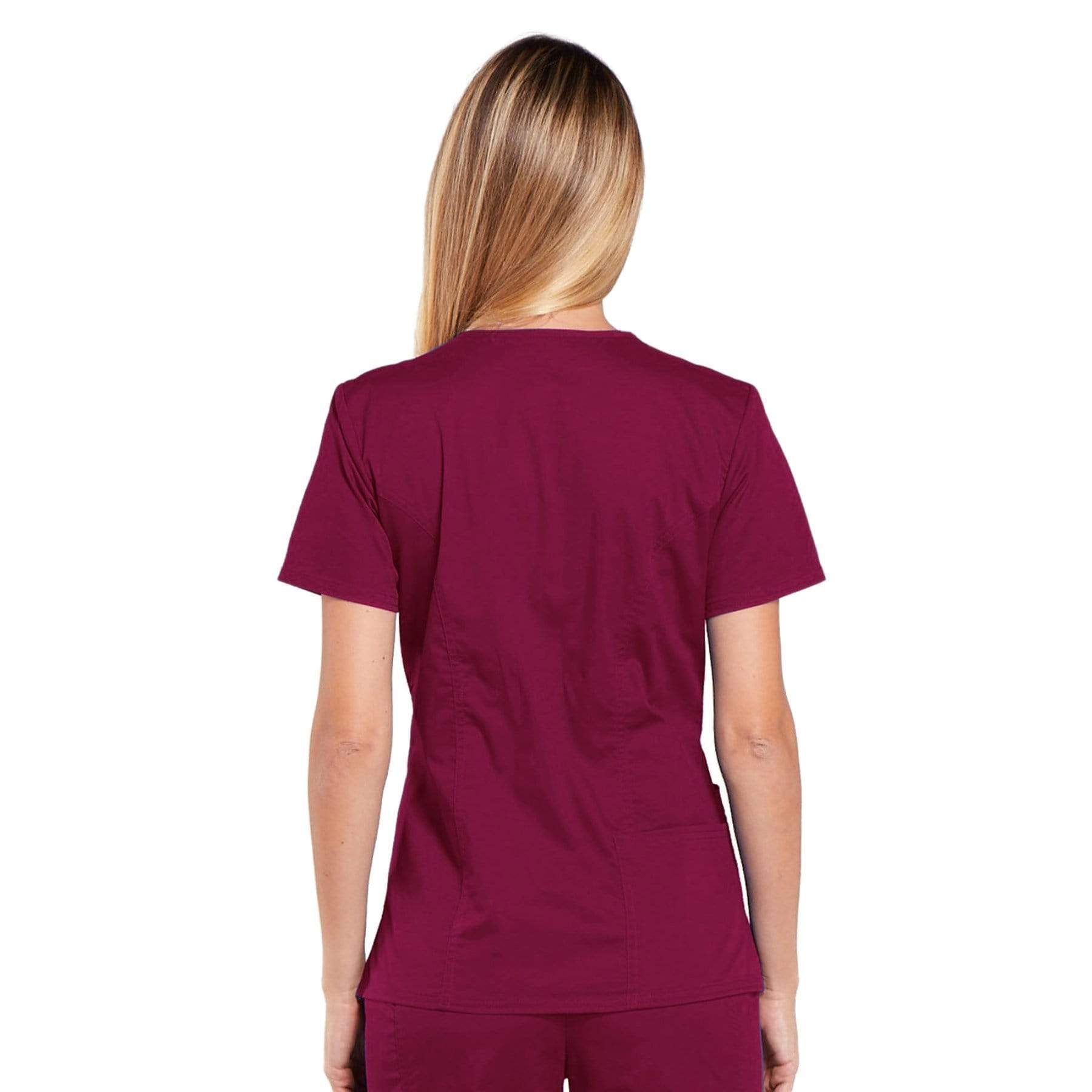 Cherokee Scrubs Top Cherokee Core Stretch 4710 Scrubs Top Womens V-Neck Wine