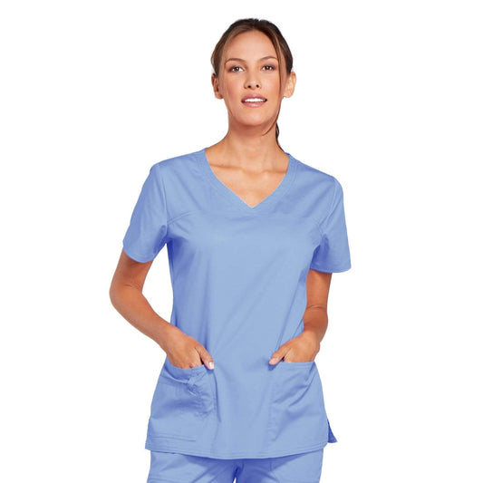 Cherokee Scrubs Top 2XL Cherokee Core Stretch 4727 Scrubs Top Womens V-Neck Ceil Blue