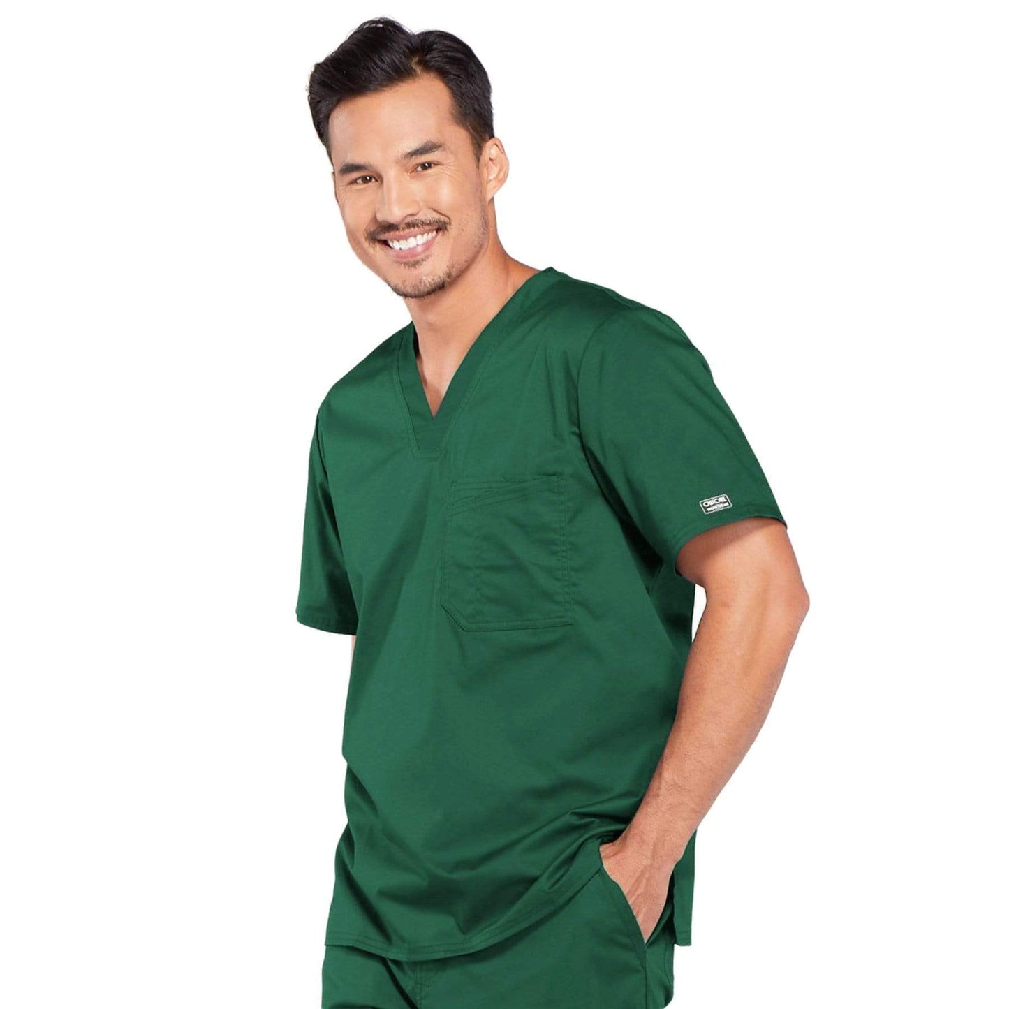 Cherokee Scrubs Top Cherokee Core Stretch 4743 Scrubs Top Mens V-Neck Hunter Green