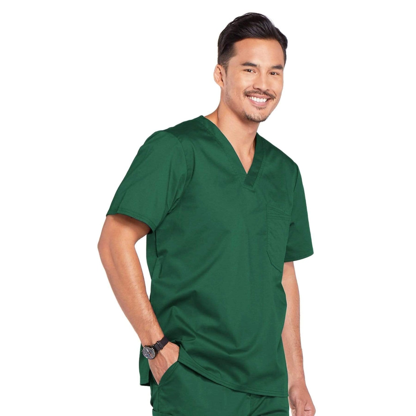 Cherokee Scrubs Top Cherokee Core Stretch 4743 Scrubs Top Mens V-Neck Hunter Green