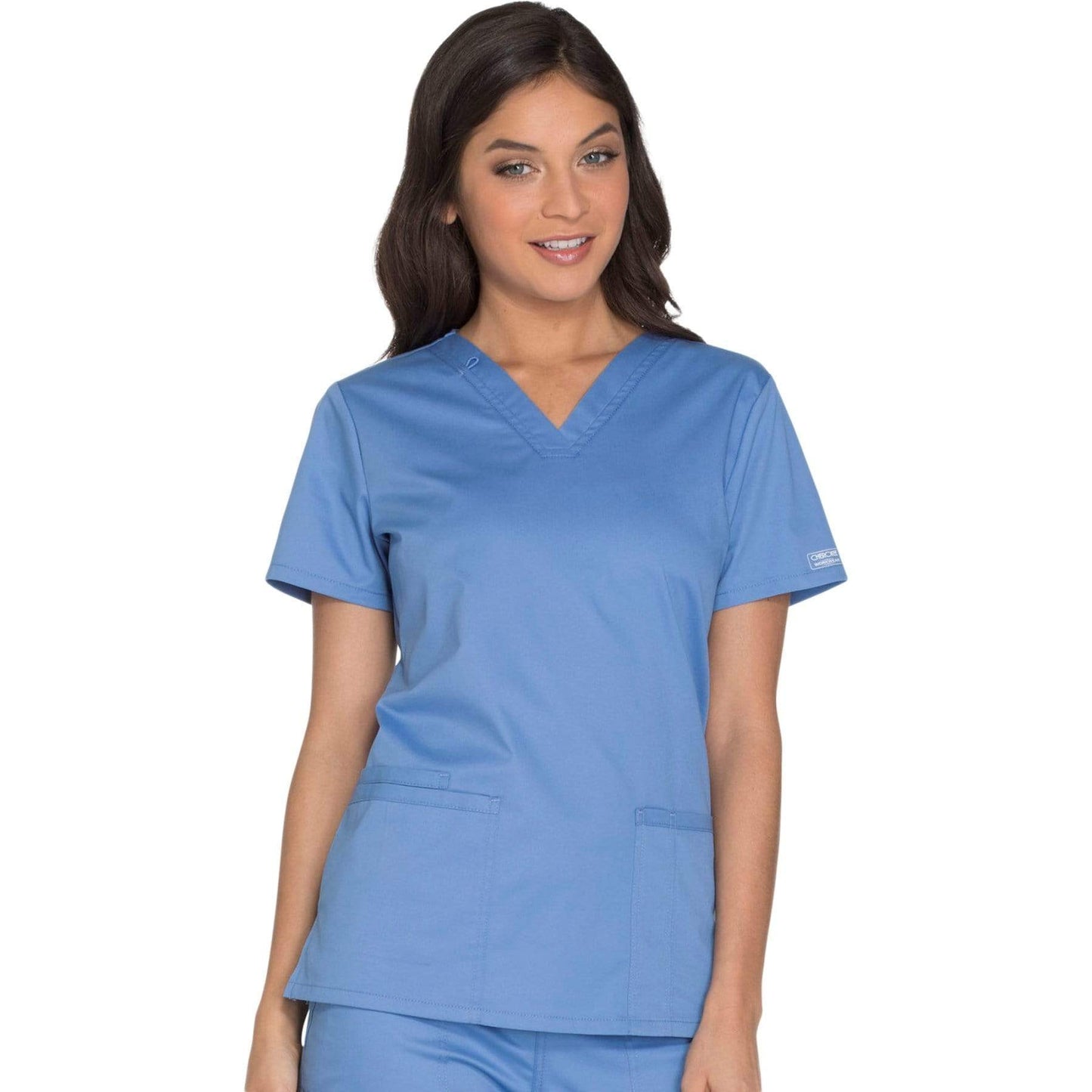 Cherokee Scrubs Top 2XL Cherokee Core Stretch WW630 Scrubs Top Womens V-Neck Ceil Blue