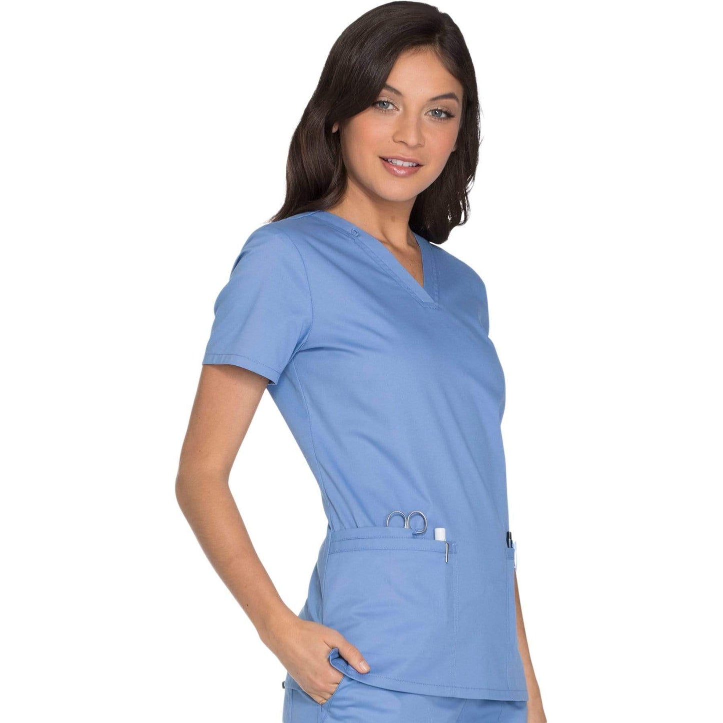 Cherokee Scrubs Top Cherokee Core Stretch WW630 Scrubs Top Womens V-Neck Ceil Blue