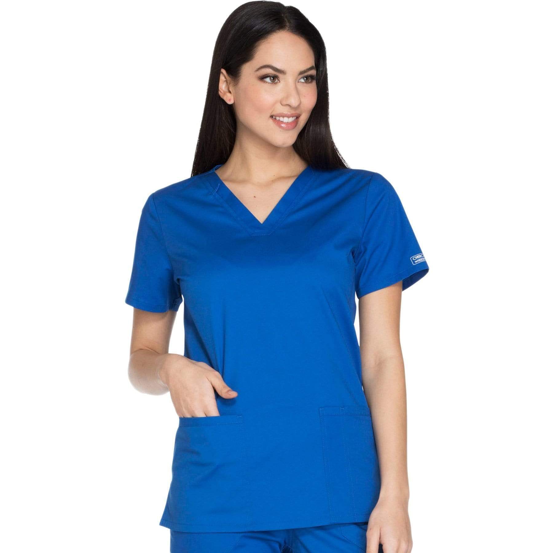 Cherokee Scrubs Top Cherokee Core Stretch WW630 Scrubs Top Womens V-Neck Royal