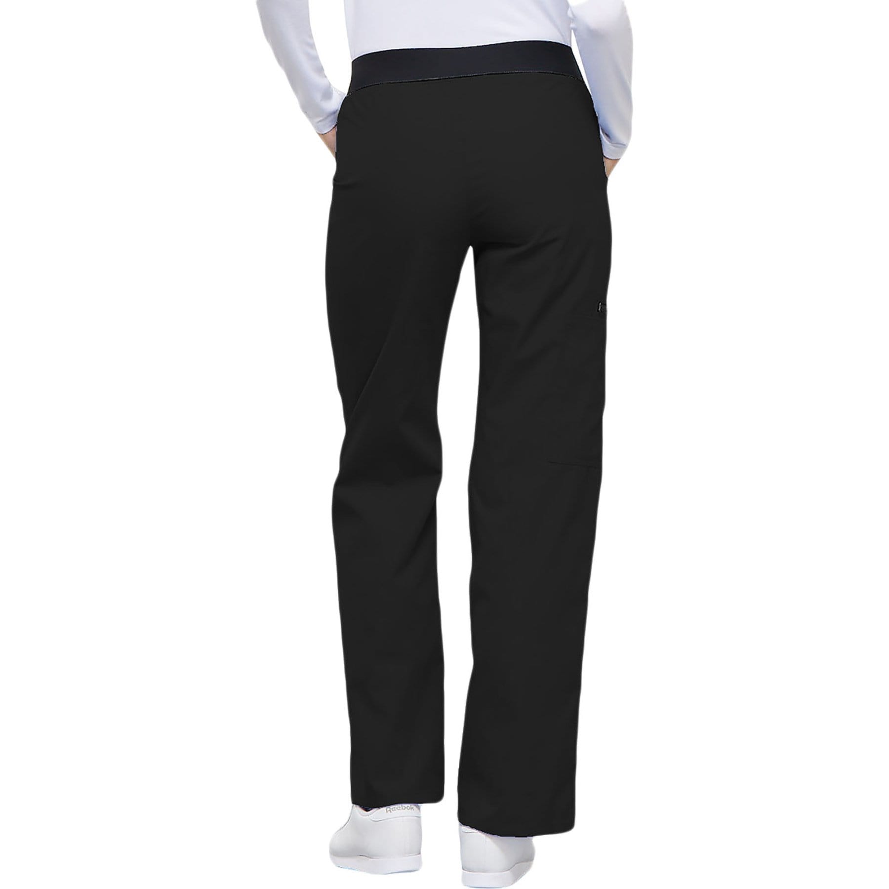 Cherokee Scrubs Pants Cherokee Flexibles 1031 Scrubs Pants Womens Mid Rise Knit Waist Pull-On Black