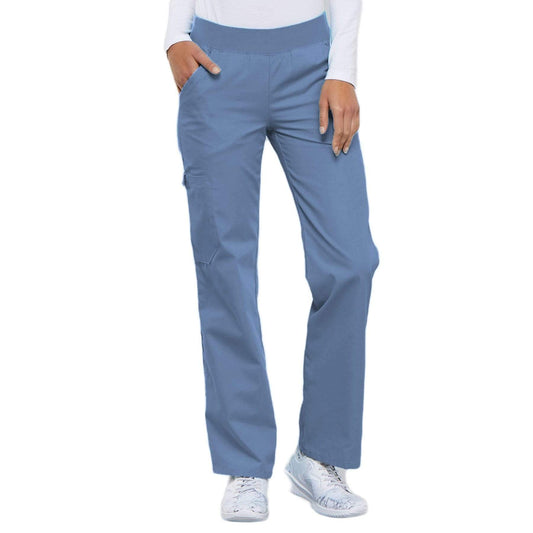 Cherokee Scrubs Pants 2XL / Regular Length Cherokee Flexibles 2085 Scrubs Pants Womens Mid Rise Knit Waist Pull-On Ceil Blue