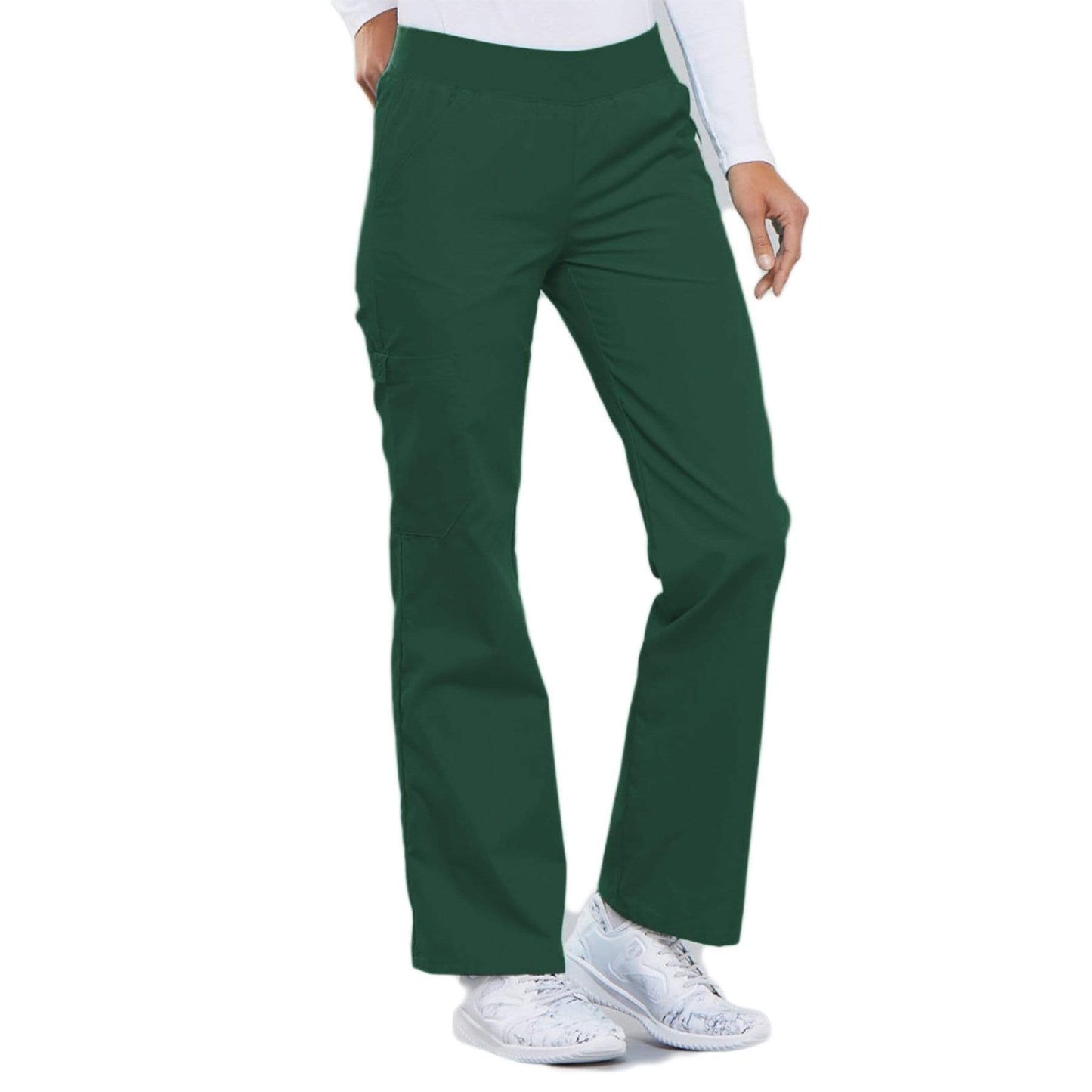 Cherokee Scrubs Pants Cherokee Flexibles 2085 Scrubs Pants Womens Mid Rise Knit Waist Pull-On Hunter Green