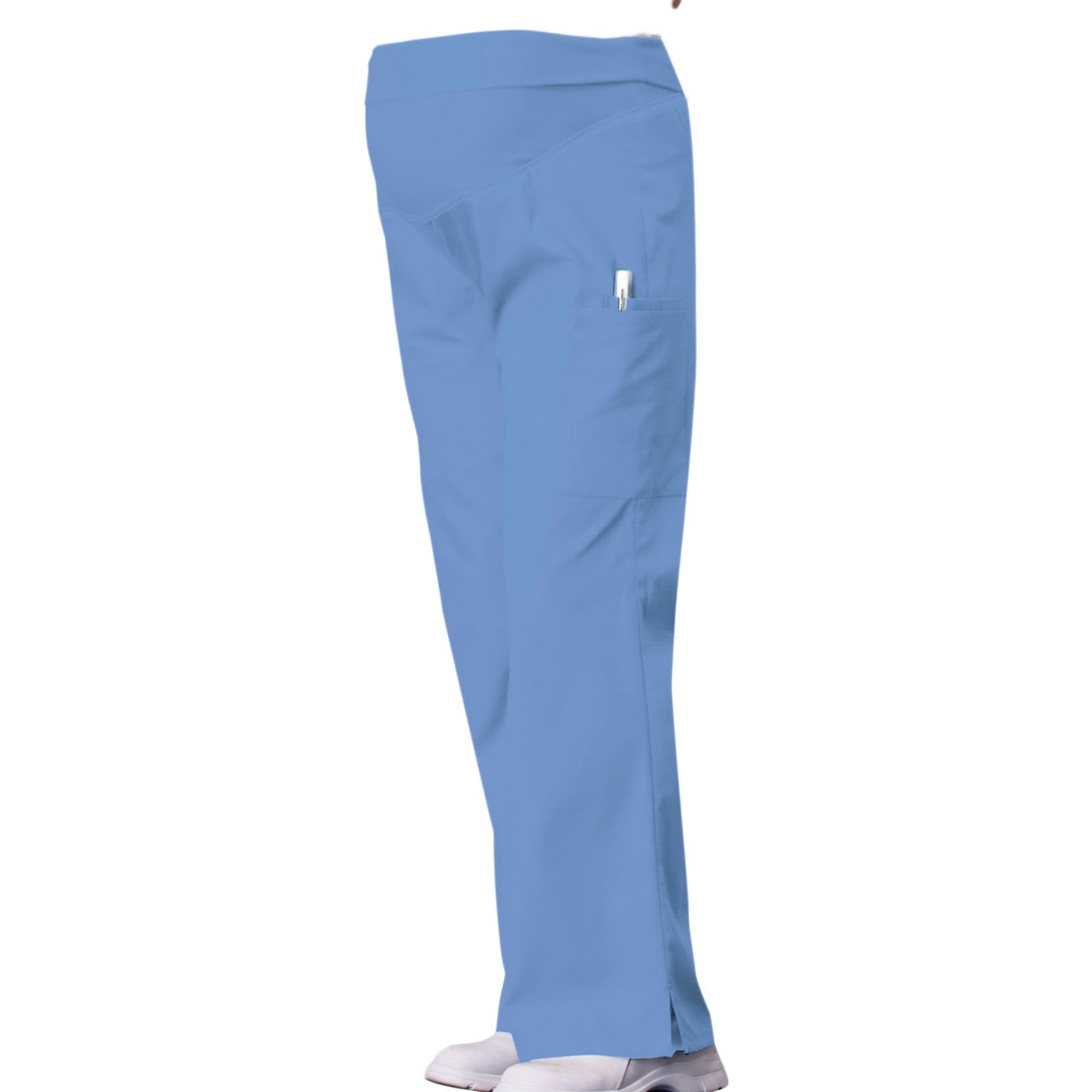 Cherokee Scrubs Pants Cherokee Flexibles 2092 Scrubs Pants Maternity Knit Waist Pull-On Ceil Blue