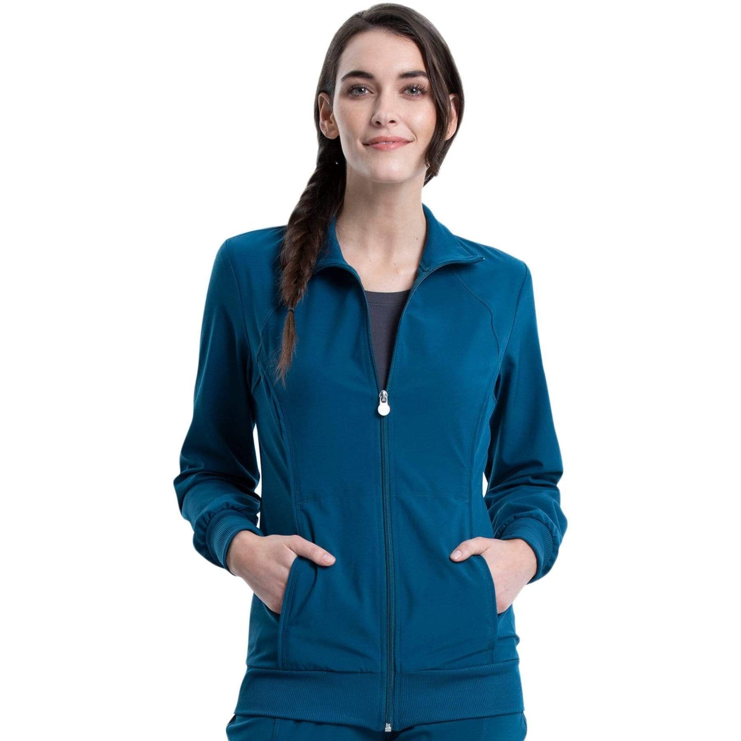 Cherokee Scrubs Jacket Cherokee Infinity 2391A Scrubs Jacket Womens Zip Front Warm-Up Caribbean Blue
