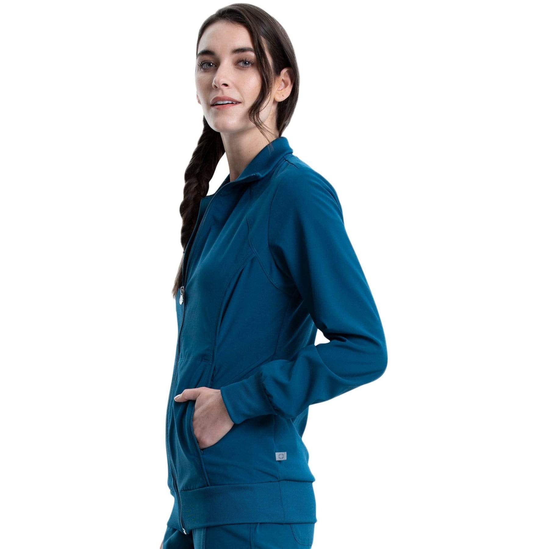 Cherokee Scrubs Jacket Cherokee Infinity 2391A Scrubs Jacket Womens Zip Front Warm-Up Caribbean Blue