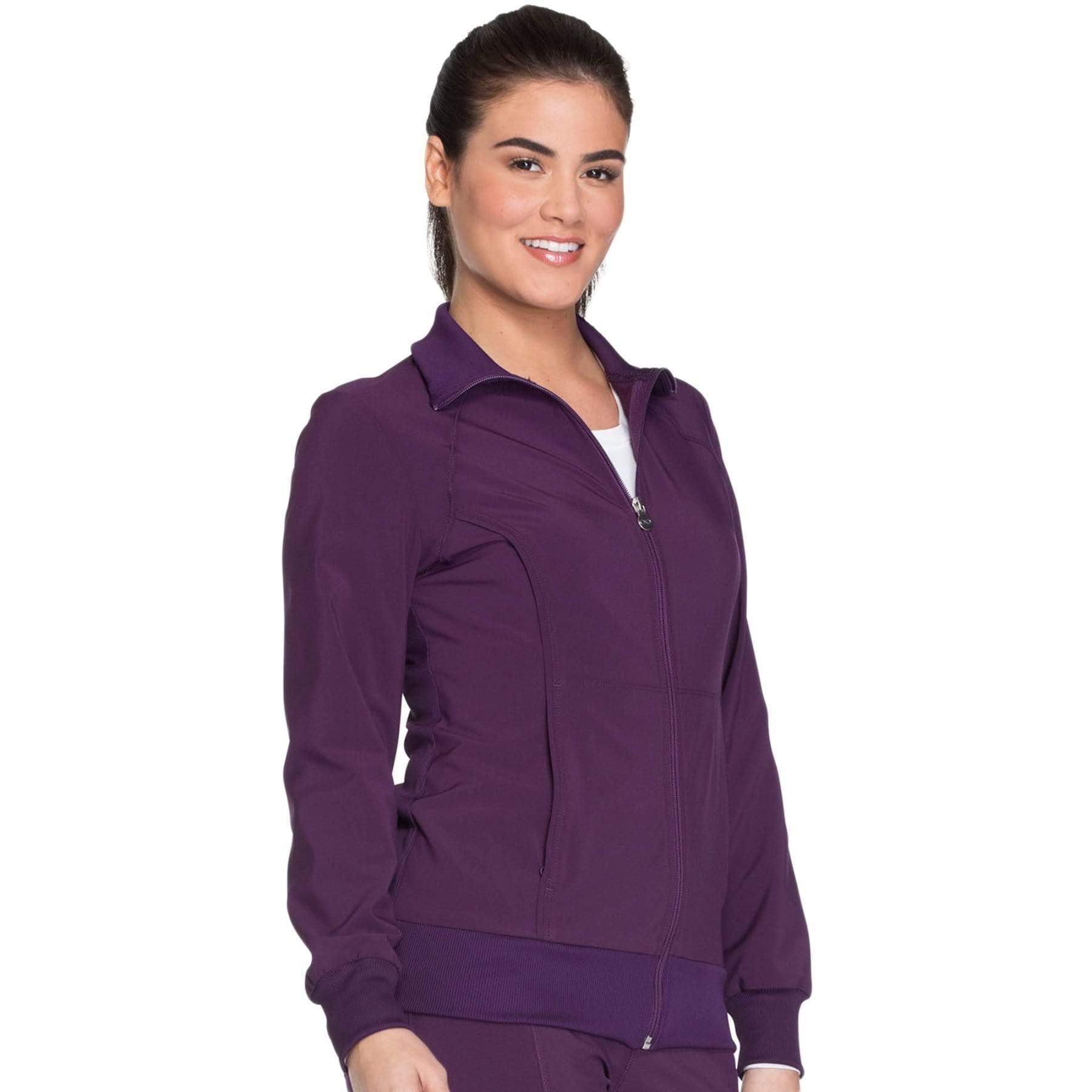 Cherokee Scrubs Jacket Cherokee Infinity 2391A Scrubs Jacket Womens Zip Front Warm-Up Eggplant