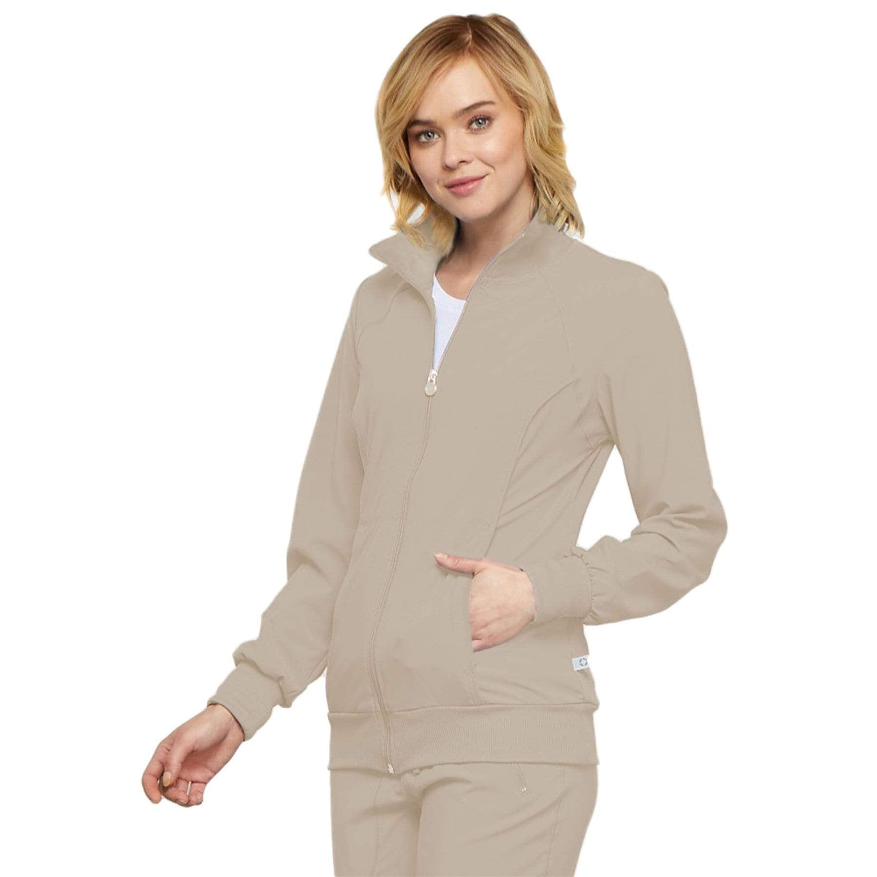 Cherokee Scrubs Jacket Cherokee Infinity 2391A Scrubs Jacket Womens Zip Front Warm-Up Khaki