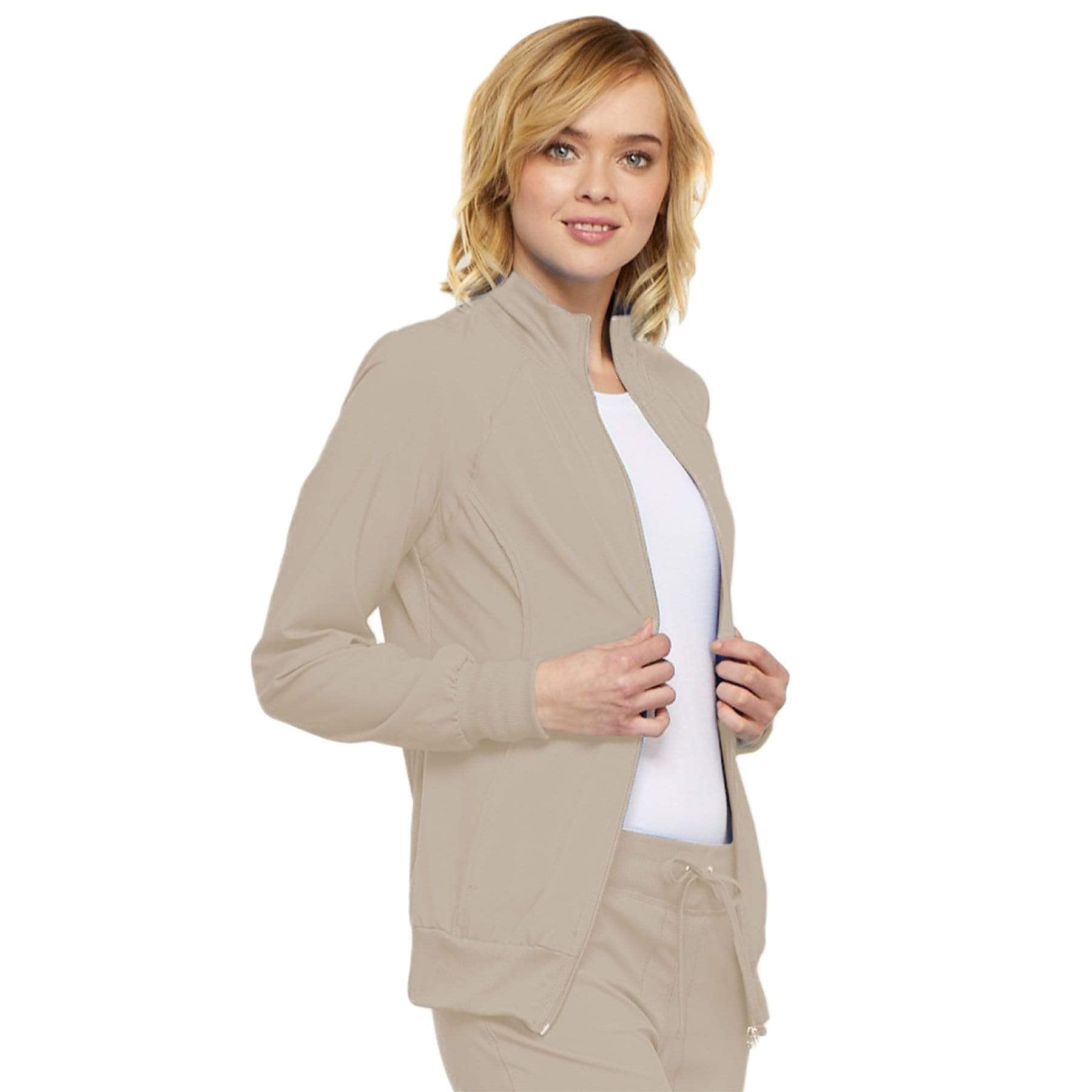 Cherokee Scrubs Jacket Cherokee Infinity 2391A Scrubs Jacket Womens Zip Front Warm-Up Khaki