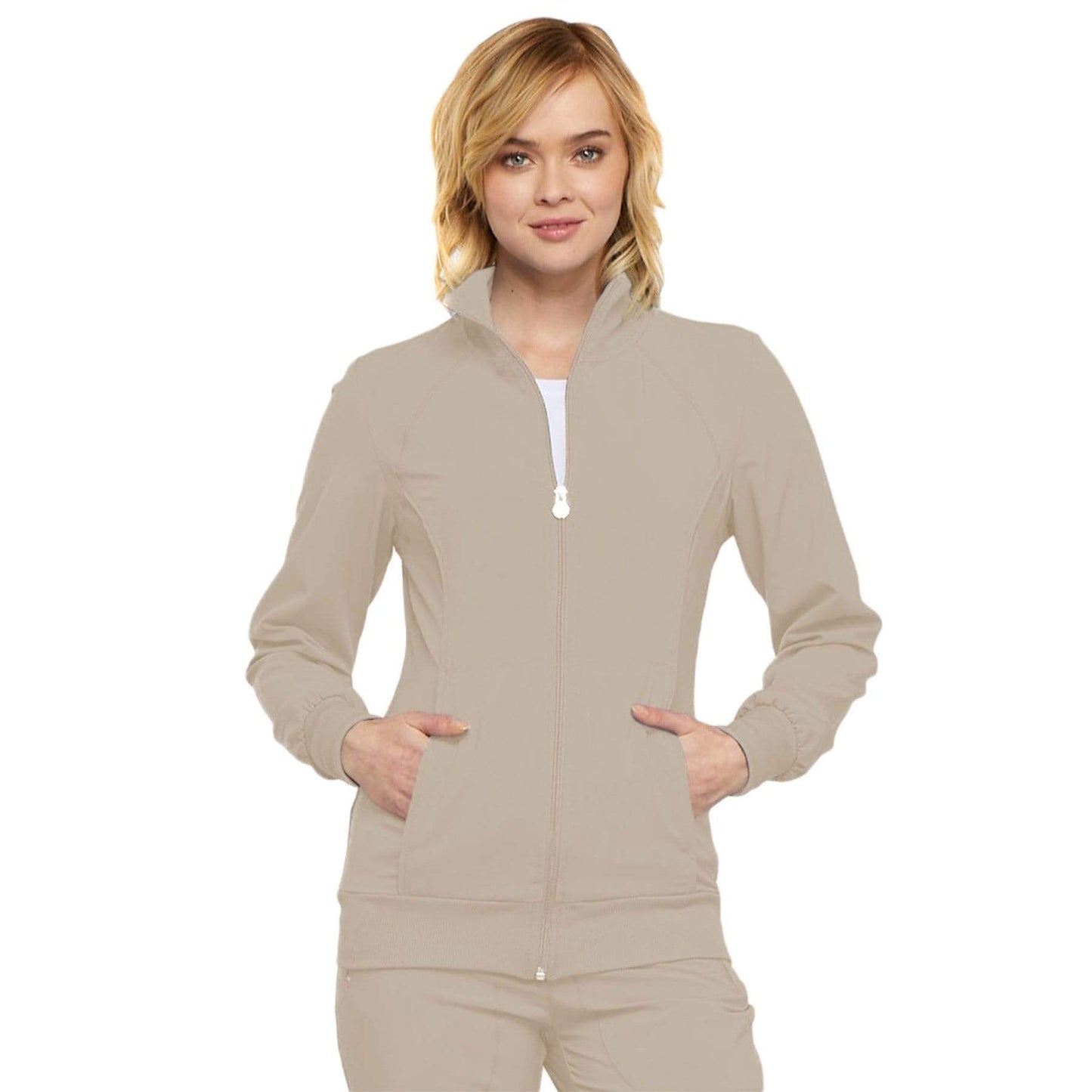 Cherokee Scrubs Jacket Cherokee Infinity 2391A Scrubs Jacket Womens Zip Front Warm-Up Khaki