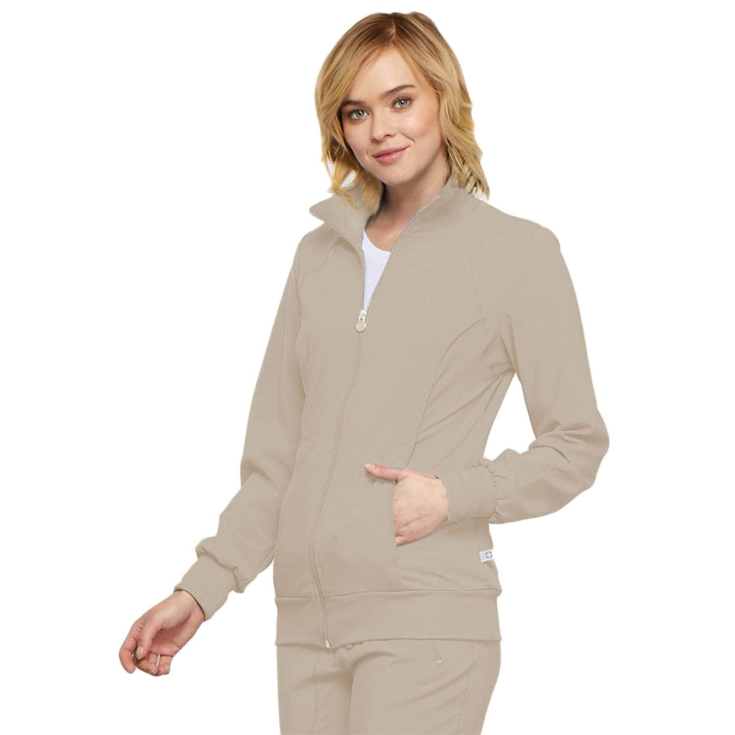 Cherokee Scrubs Jacket Cherokee Infinity 2391A Scrubs Jacket Womens Zip Front Warm-Up Khaki