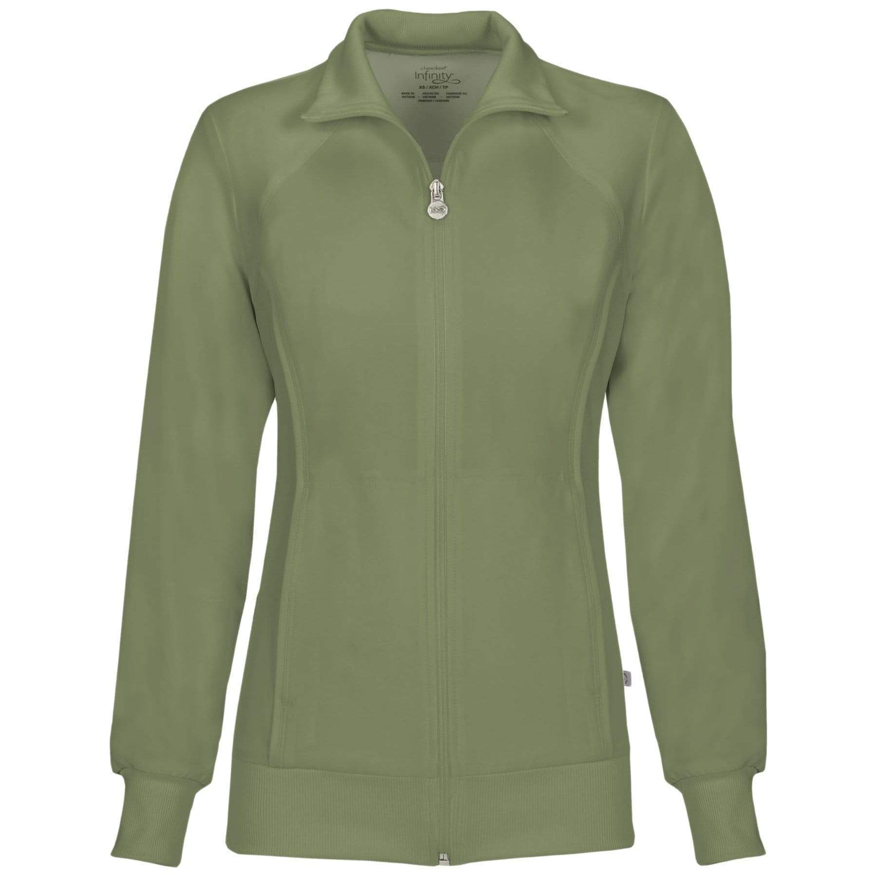 Cherokee Scrubs Jacket 2XL Cherokee Infinity 2391A Scrubs Jacket Womens Zip Front Warm-Up Olive
