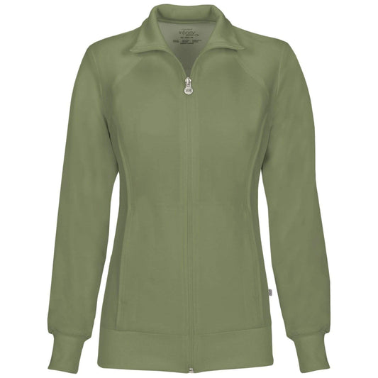 Cherokee Scrubs Jacket 2XL Cherokee Infinity 2391A Scrubs Jacket Womens Zip Front Warm-Up Olive