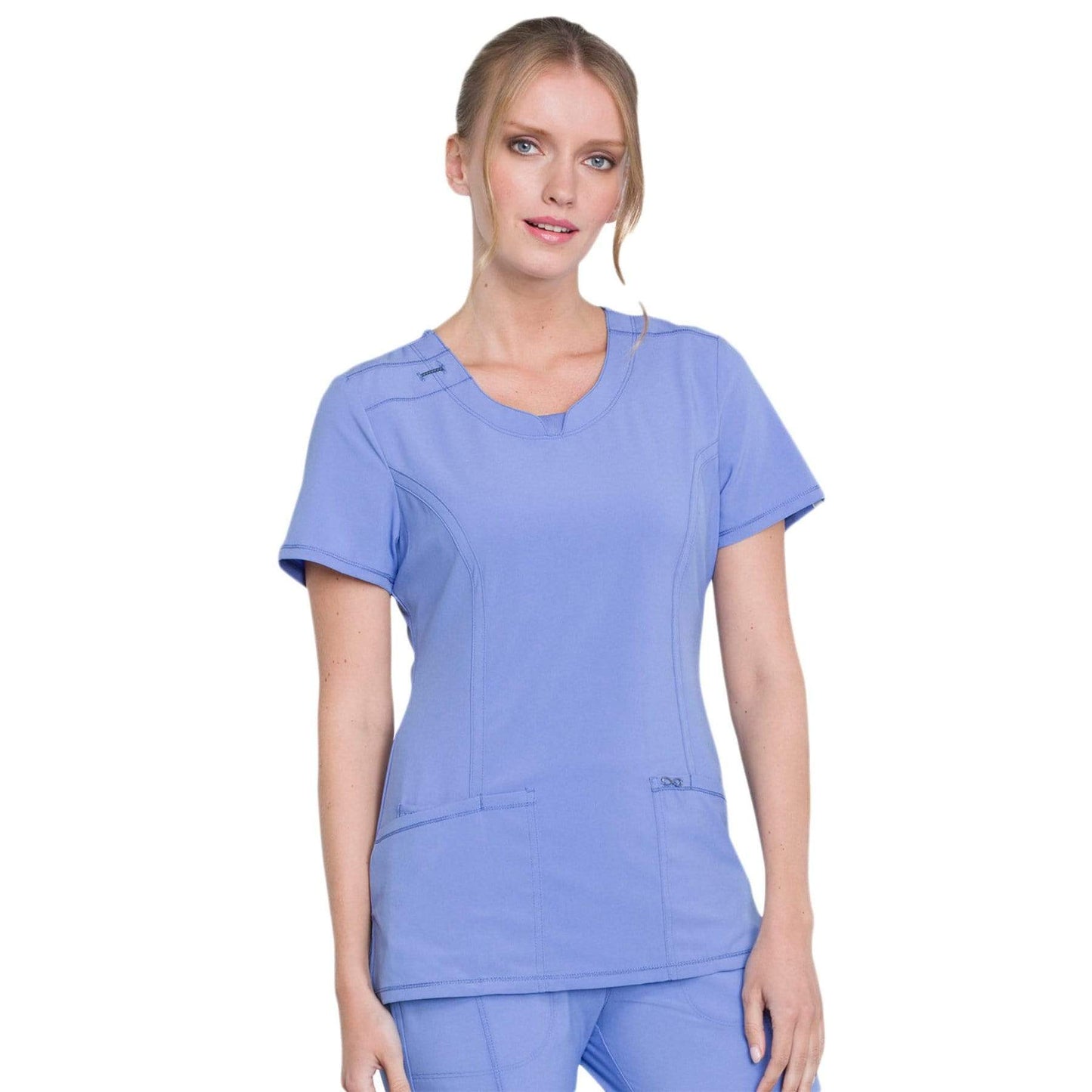 Cherokee Scrubs Top Cherokee Infinity 2624A Scrubs Top Womens Round Neck Ceil Blue