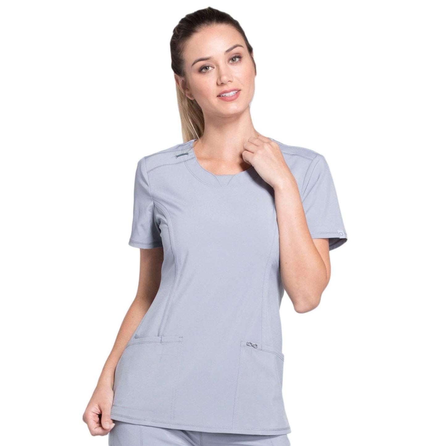 Cherokee Scrubs Top Cherokee Infinity 2624A Scrubs Top Womens Round Neck Grey