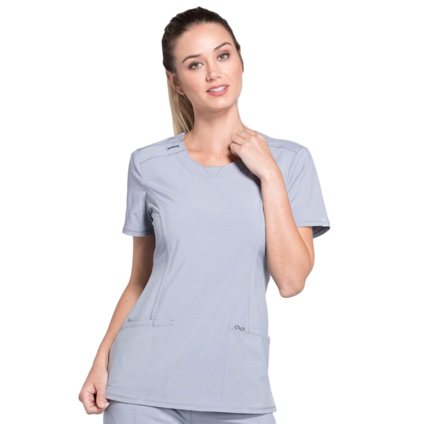 Cherokee Scrubs Top Cherokee Infinity 2624A Scrubs Top Womens Round Neck Grey