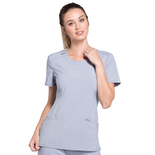 Cherokee Scrubs Top Cherokee Infinity 2624A Scrubs Top Womens Round Neck Grey