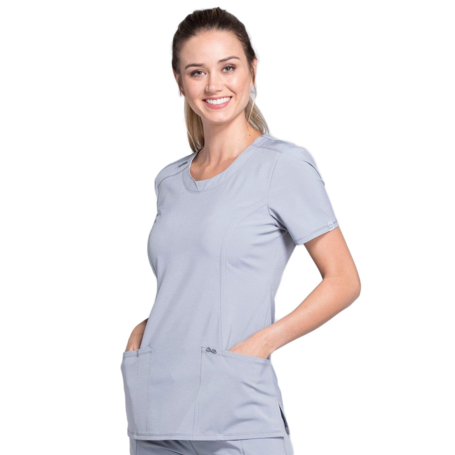Cherokee Scrubs Top Cherokee Infinity 2624A Scrubs Top Womens Round Neck Grey