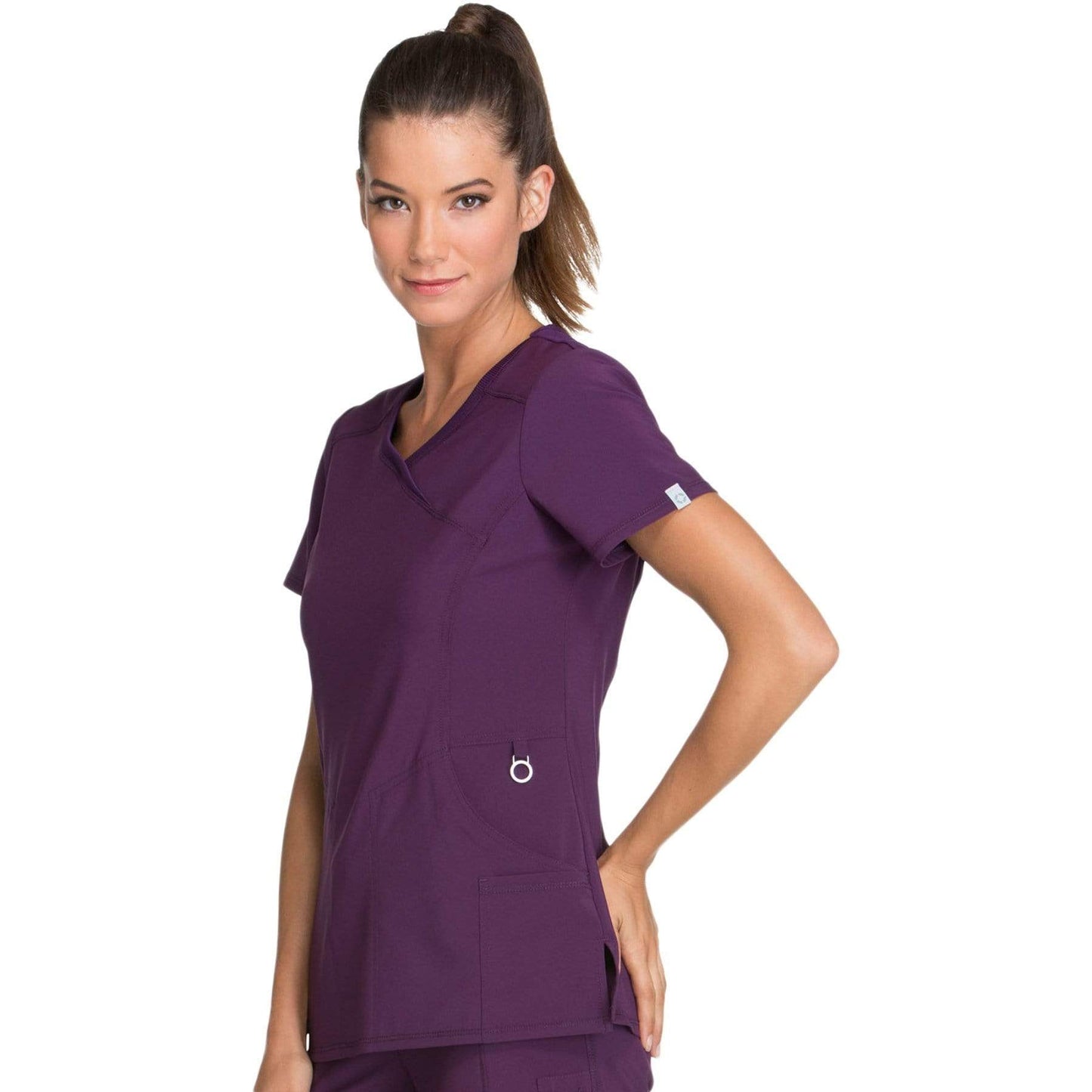 Cherokee Scrubs Top Cherokee Infinity 2625A Scrubs Top Womens Mock Wrap Eggplant