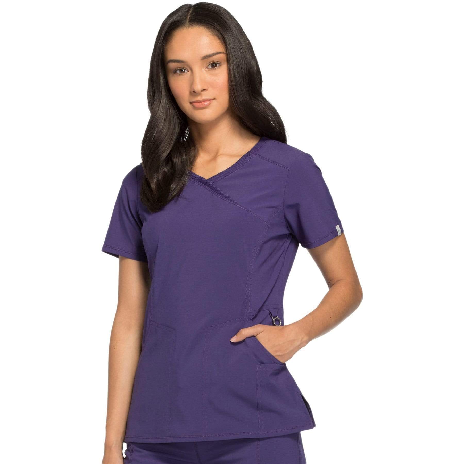 Cherokee Scrubs Top Cherokee Infinity 2625A Scrubs Top Womens Mock Wrap Grape