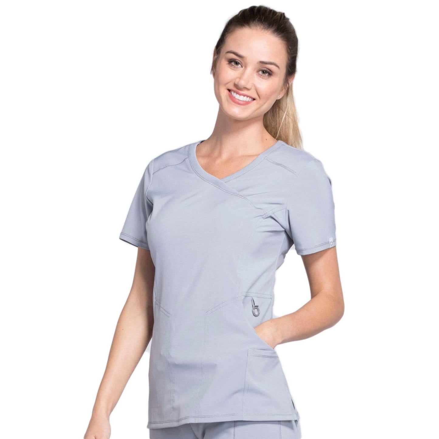 Cherokee Scrubs Top Cherokee Infinity 2625A Scrubs Top Womens Mock Wrap Grey