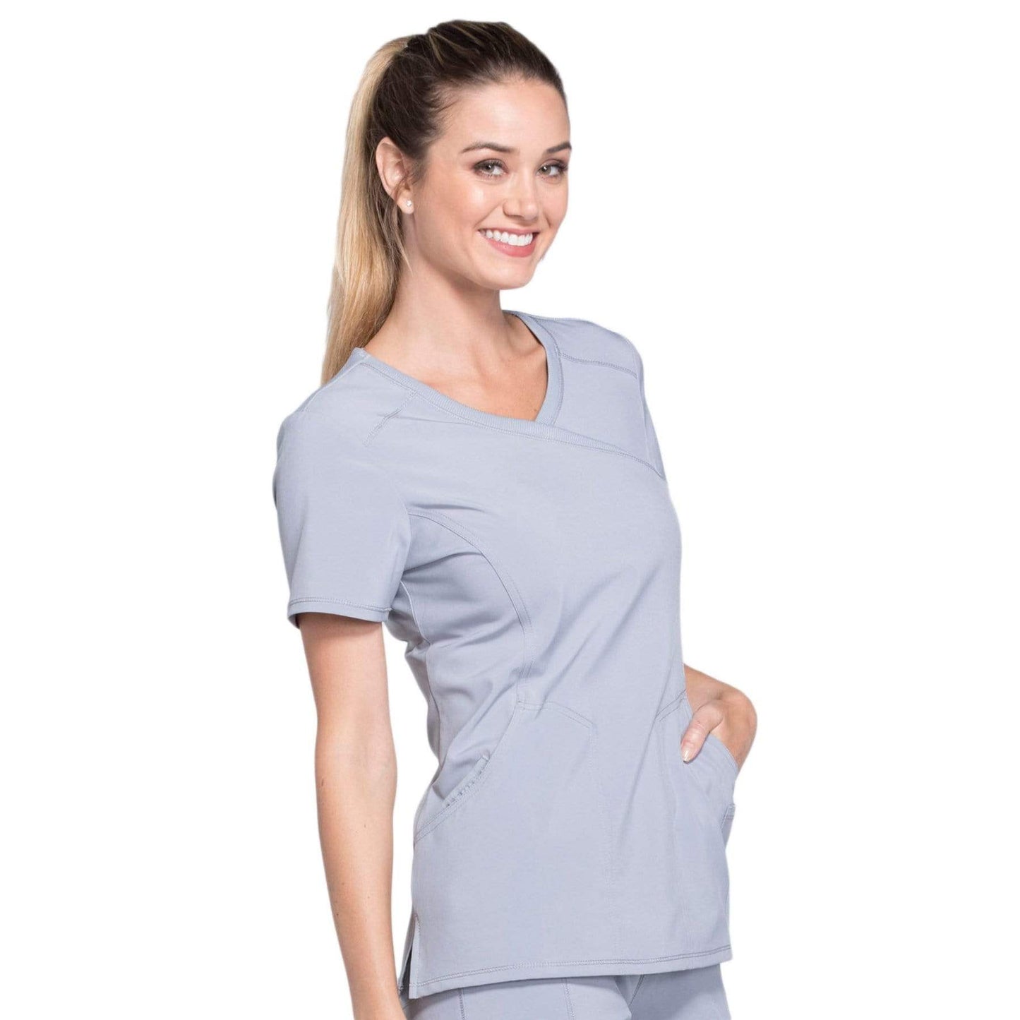 Cherokee Scrubs Top Cherokee Infinity 2625A Scrubs Top Womens Mock Wrap Grey