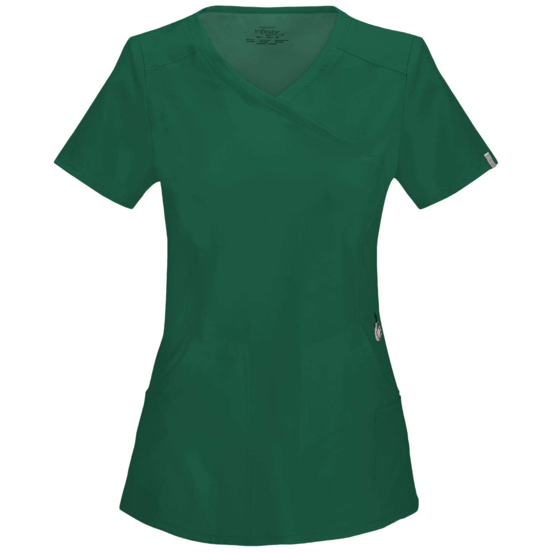 Cherokee Scrubs Top 2XL Cherokee Infinity 2625A Scrubs Top Womens Mock Wrap Hunter Green