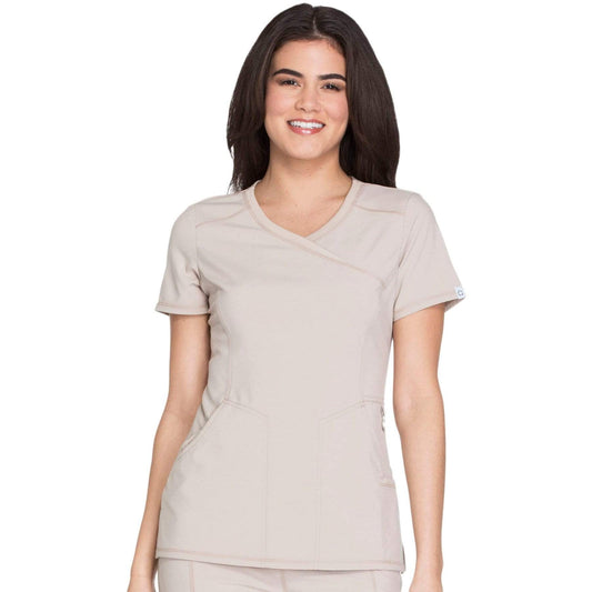 Cherokee Scrubs Top Cherokee Infinity 2625A Scrubs Top Womens Mock Wrap Khaki