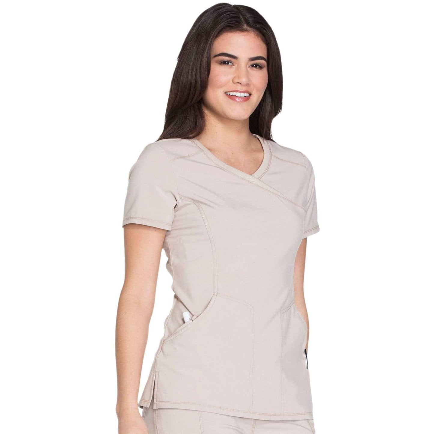Cherokee Scrubs Top Cherokee Infinity 2625A Scrubs Top Womens Mock Wrap Khaki