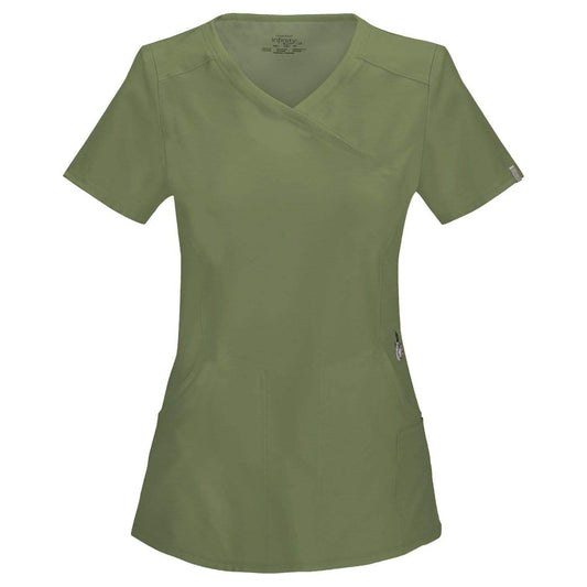 Cherokee Scrubs Top 2XL Cherokee Infinity 2625A Scrubs Top Womens Mock Wrap Olive
