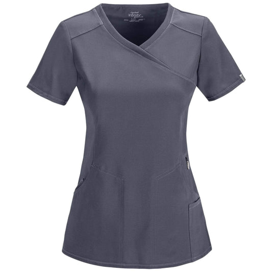 Cherokee Scrubs Top 2XL Cherokee Infinity 2625A Scrubs Top Womens Mock Wrap Pewter