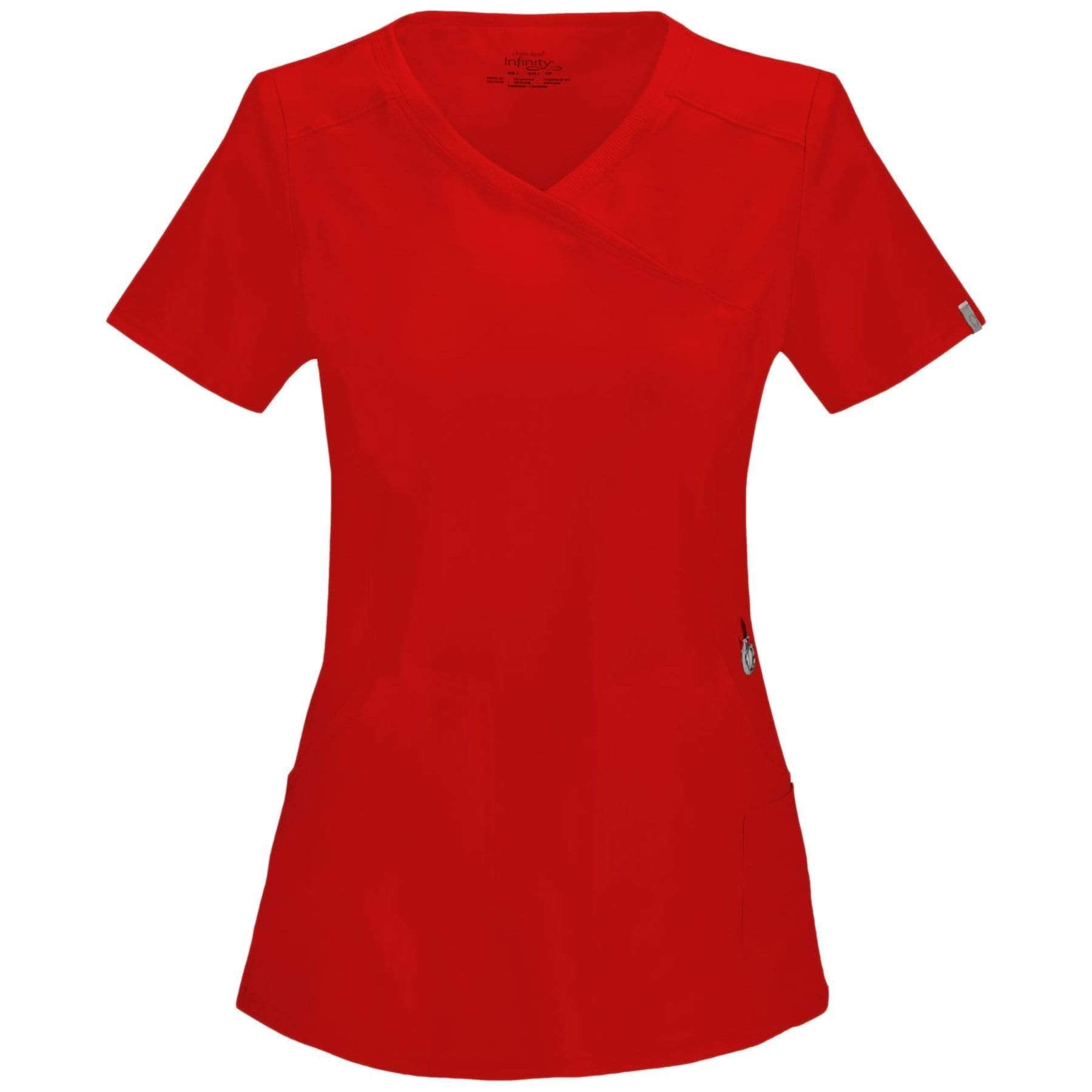 Cherokee Scrubs Top 2XL Cherokee Infinity 2625A Scrubs Top Womens Mock Wrap Red