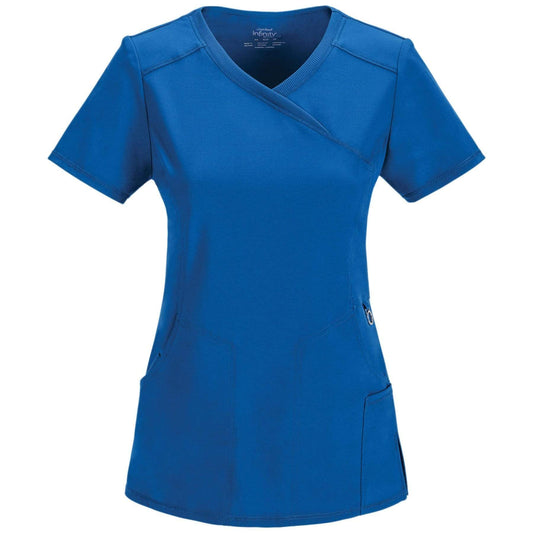 Cherokee Scrubs Top 2XL Cherokee Infinity 2625A Scrubs Top Womens Mock Wrap Royal