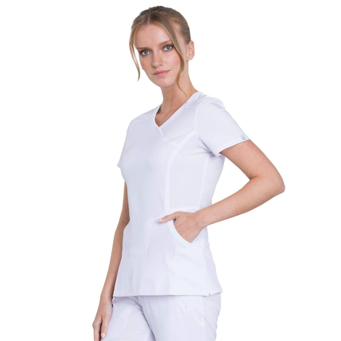 Cherokee Scrubs Top Cherokee Infinity 2625A Scrubs Top Womens Mock Wrap White
