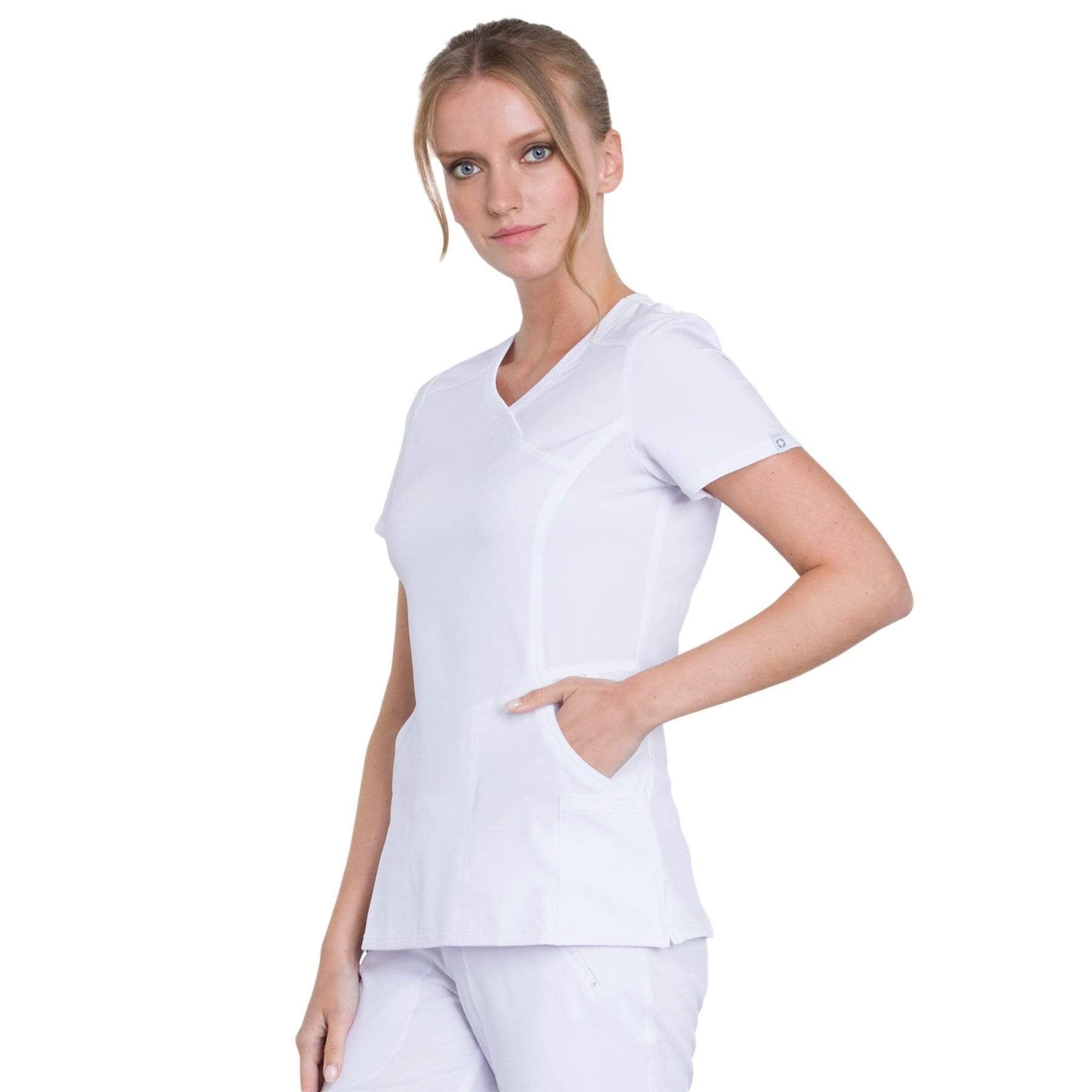 Cherokee Scrubs Top Cherokee Infinity 2625A Scrubs Top Womens Mock Wrap White