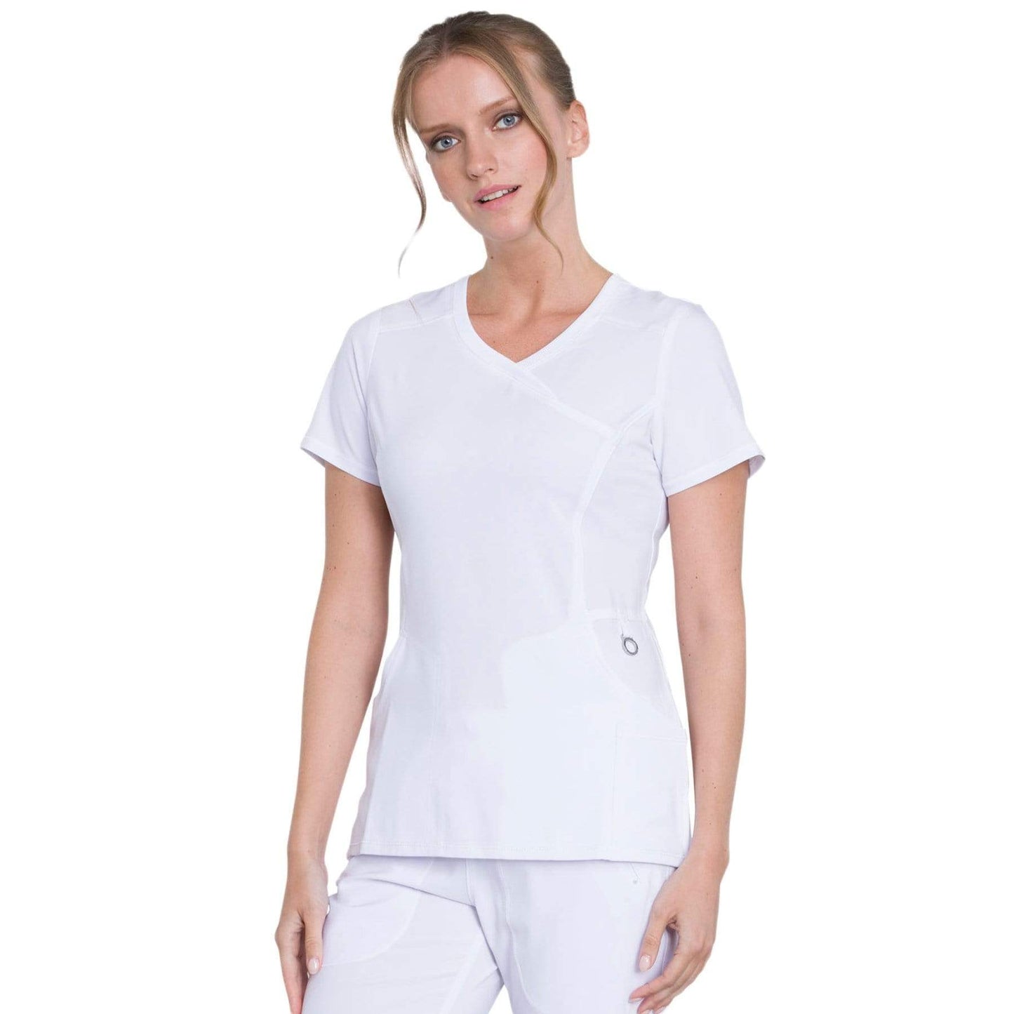 Cherokee Scrubs Top Cherokee Infinity 2625A Scrubs Top Womens Mock Wrap White