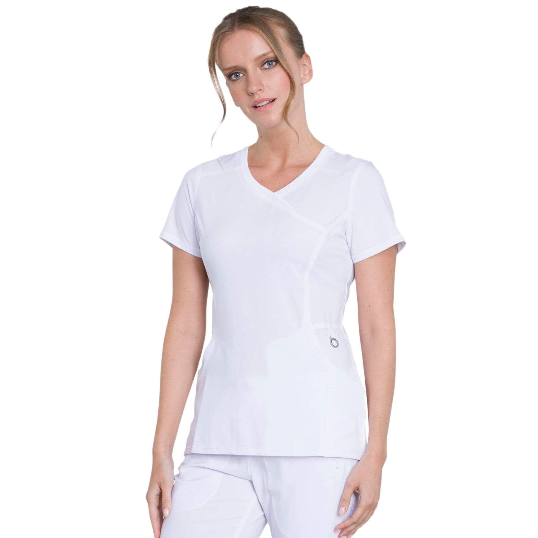 Cherokee Scrubs Top Cherokee Infinity 2625A Scrubs Top Womens Mock Wrap White