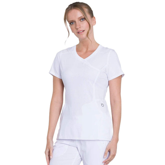 Cherokee Scrubs Top Cherokee Infinity 2625A Scrubs Top Womens Mock Wrap White