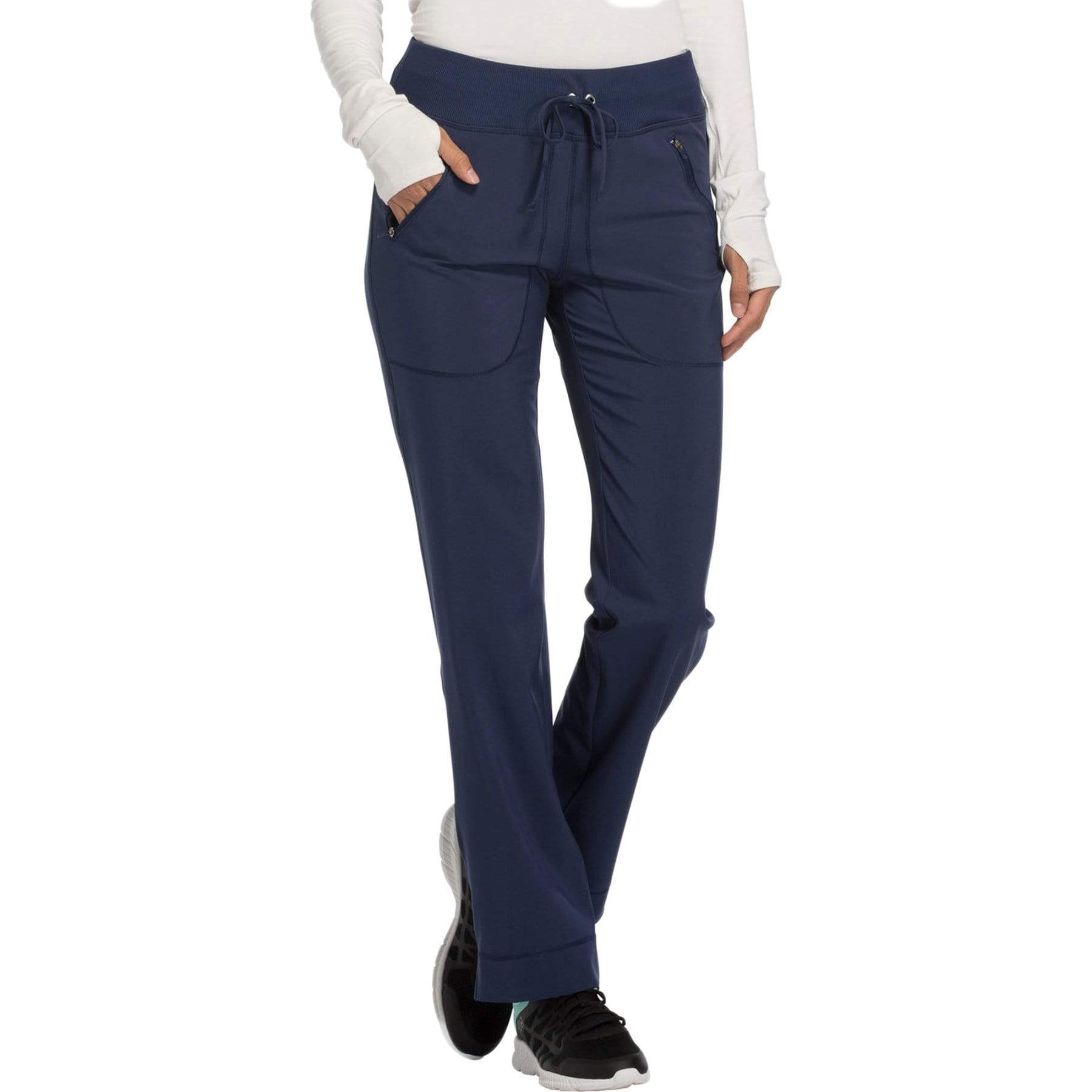Cherokee Scrubs Pants 2XL / Regular Length Cherokee Infinity CK100A Scrubs Pants Womens Mid Rise Tapered Leg Drawstring s Navy